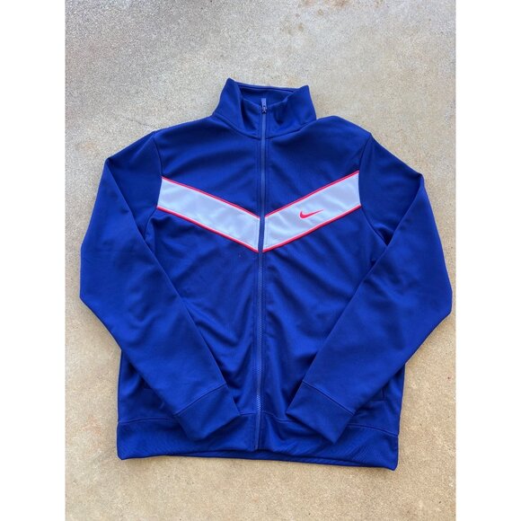 Vintage Nike Mens XL Blue Track Jacket With Chevron Stripe D4 - Picture 1 of 4